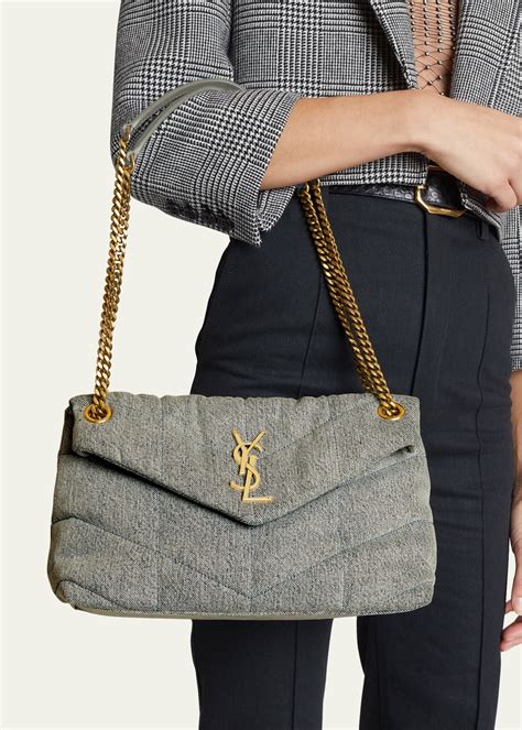 ysl black suede bag|ysl denim puffer bag.